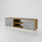 CONCRETE ZIG ZAG 2-Door TV Stand in Oak Effect
