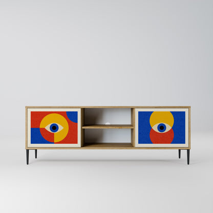 GEOMETRIC EYES 2-dörrars TV-bänk i ekeffekt