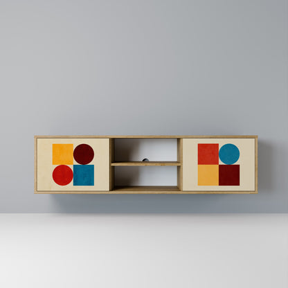 GEOMETRIC PUZZLE 2-dörrars TV-bänk i ekeffekt