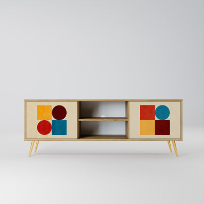 GEOMETRIC PUZZLE 2-dörrars TV-bänk i ekeffekt