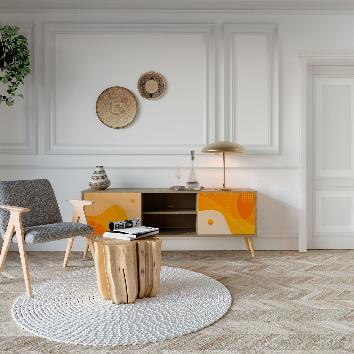 ORANGE ARRANGEMENT TV-bänk med två dörrar
