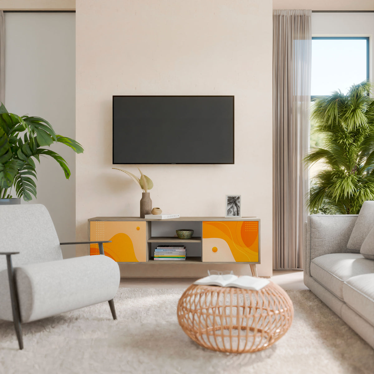 ORANGE ARRANGEMENT TV-bänk med två dörrar