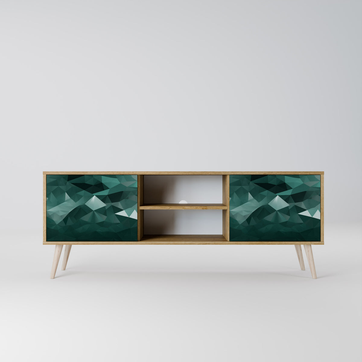 POLYGONAL FLOATING TV-bänk med två dörrar