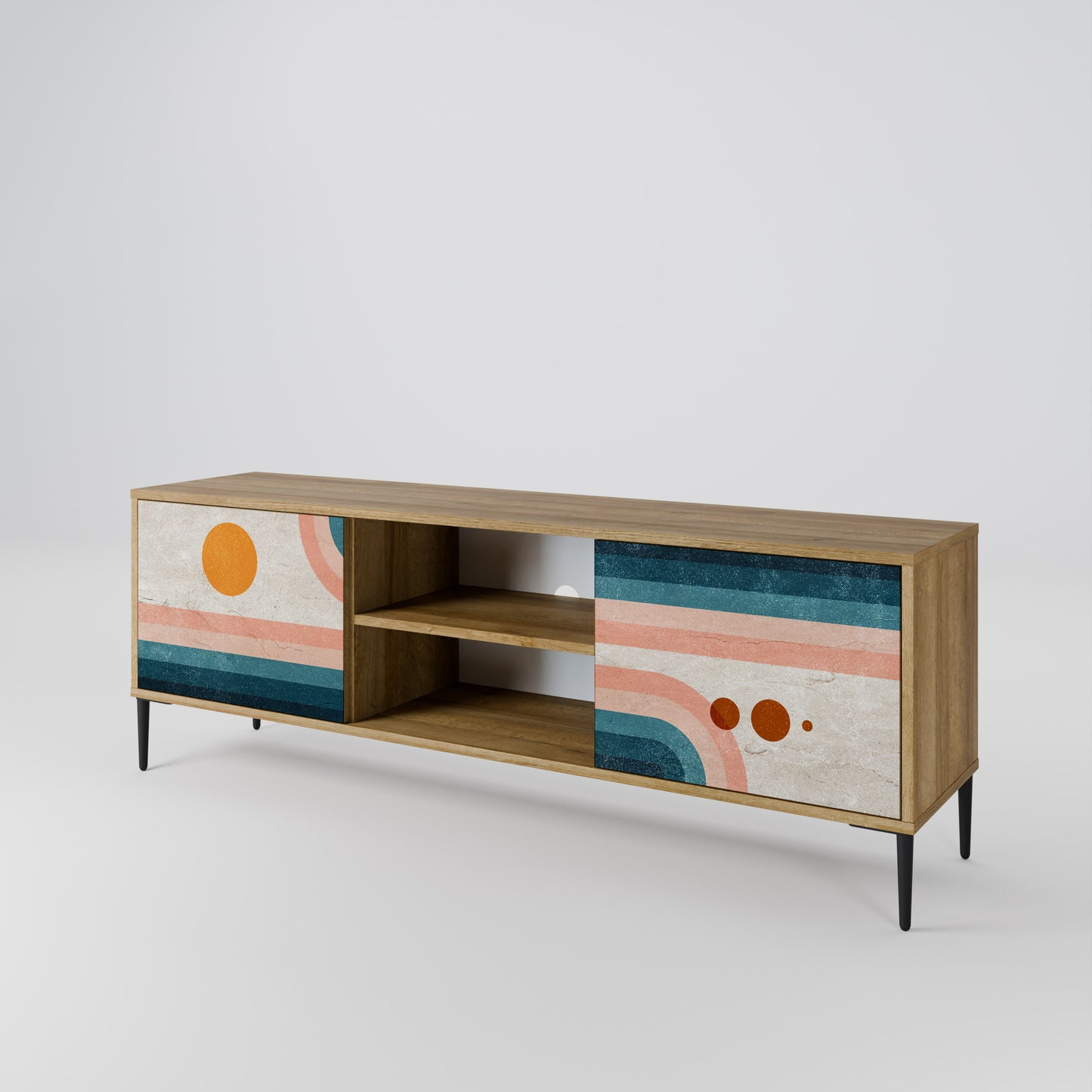 TWO HALVES 2-Door TV Stand in Oak Effect