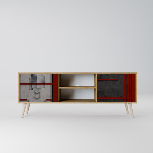 GRAY FIGURES 2-Door TV Stand in Oak Effect