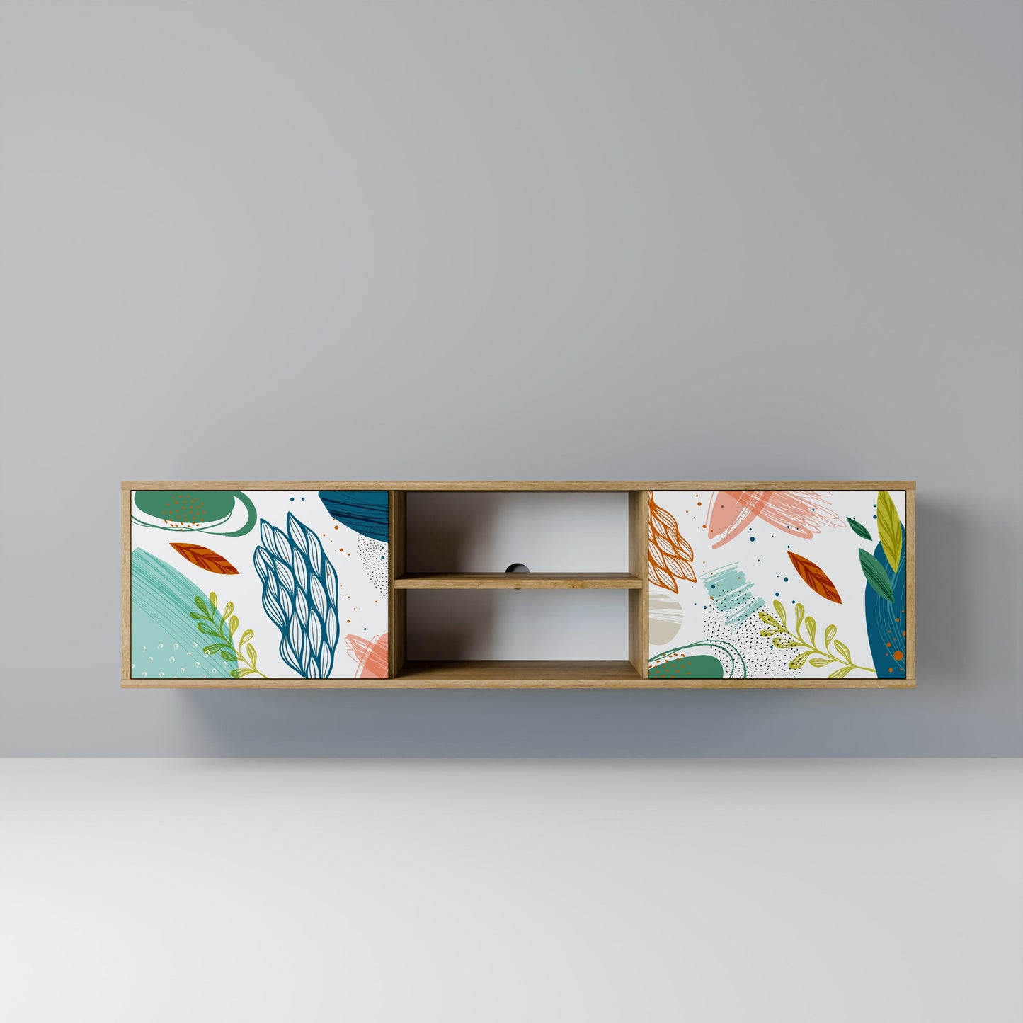 BOTANICAL HURRICANE 2-Door TV Stand in Oak Effect