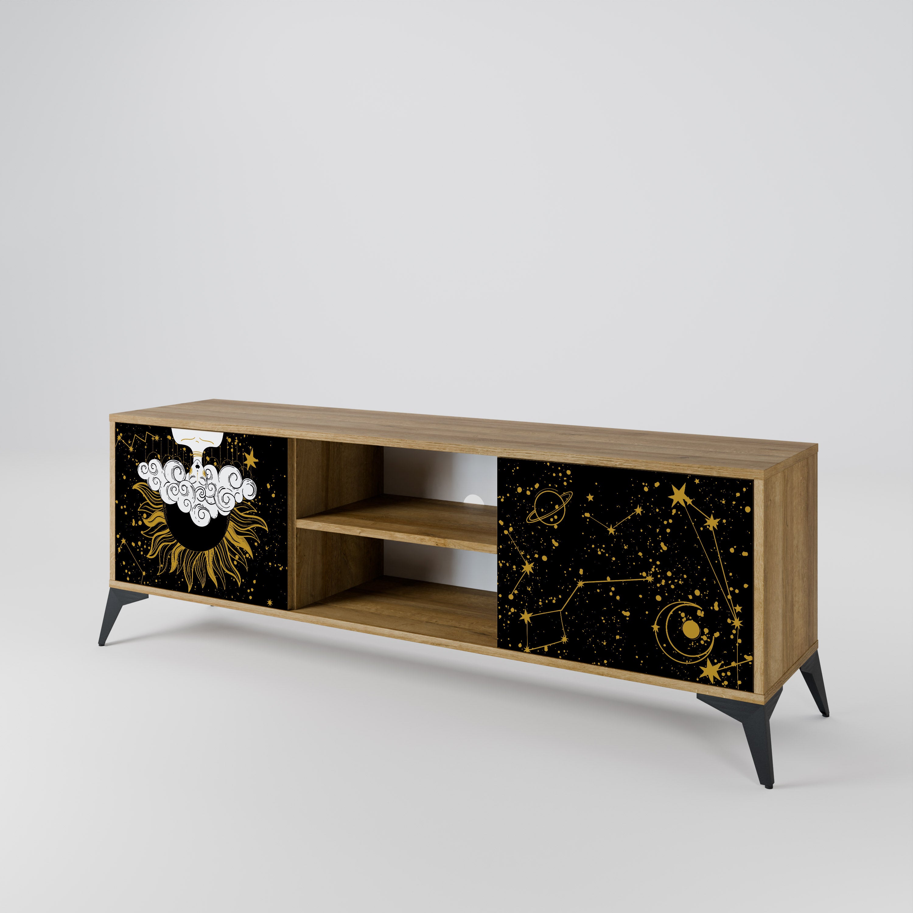 STELLAR CONSTELLATIONS 2-dörrars TV-bänk i ekeffekt