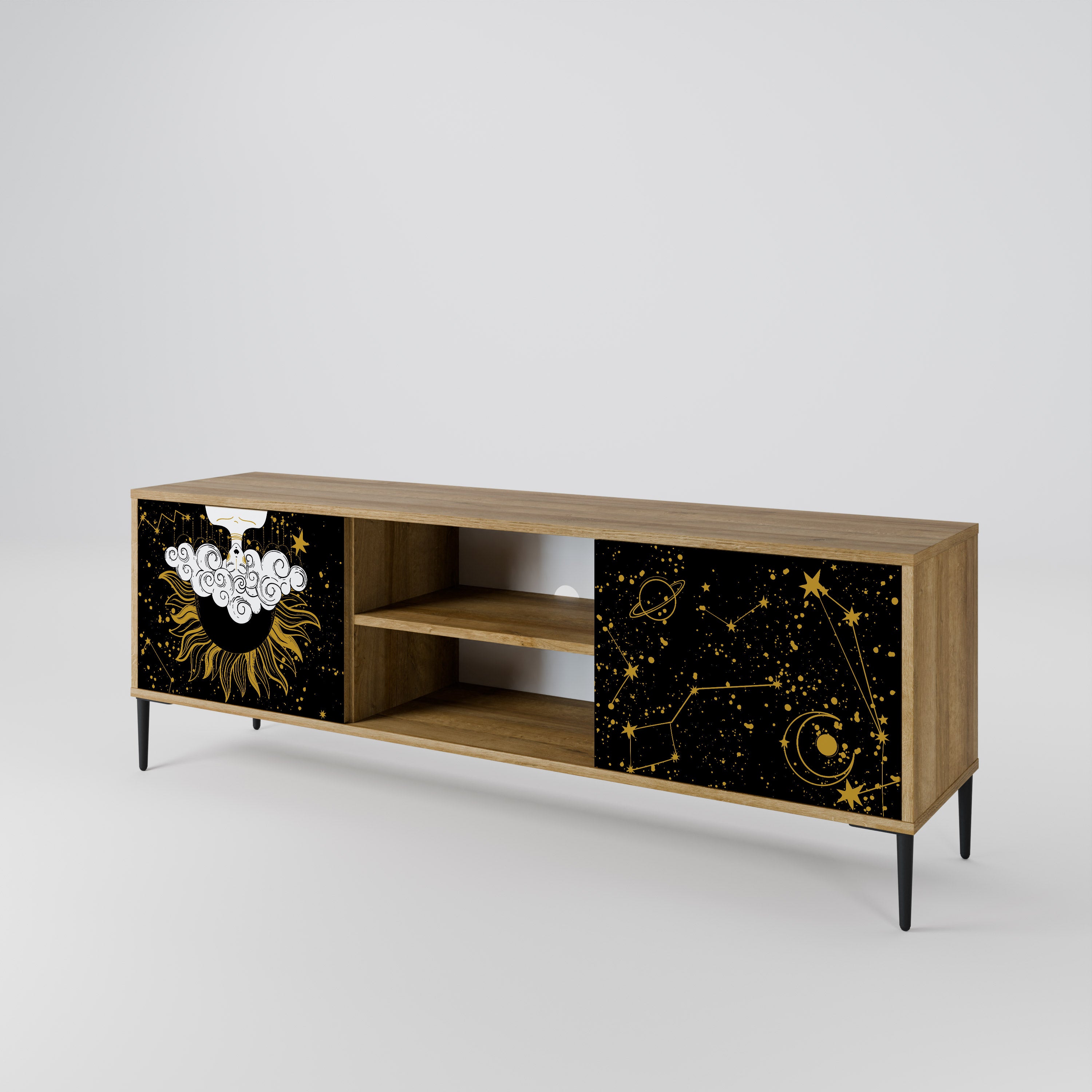 STELLAR CONSTELLATIONS 2-dörrars TV-bänk i ekeffekt