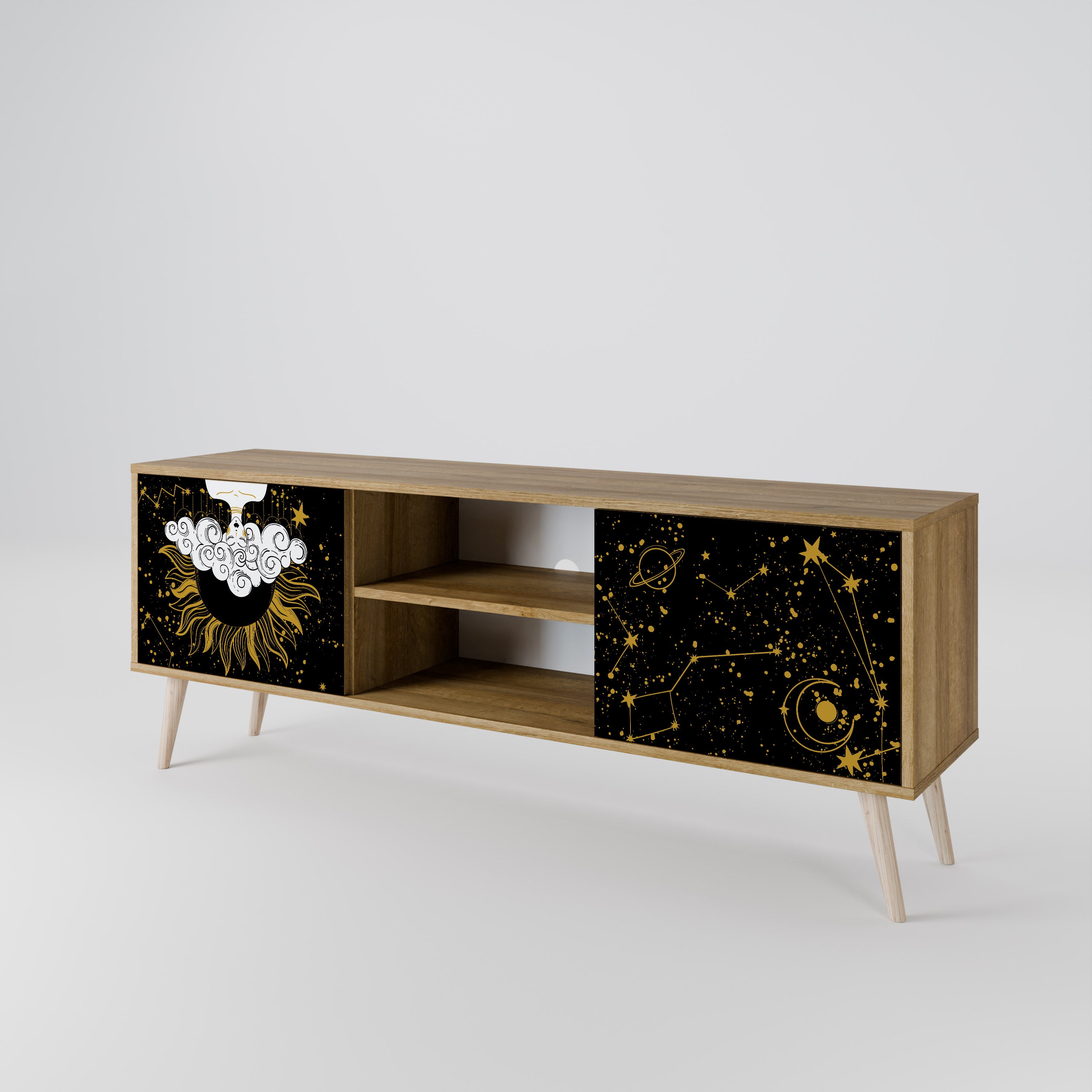 STELLAR CONSTELLATIONS 2-dörrars TV-bänk i ekeffekt