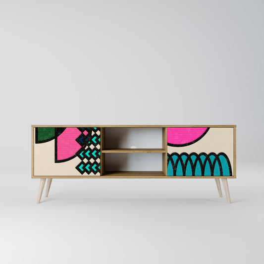 GEOMETRIC RHAPSODY 2-Door TV Stand in Oak Effect
