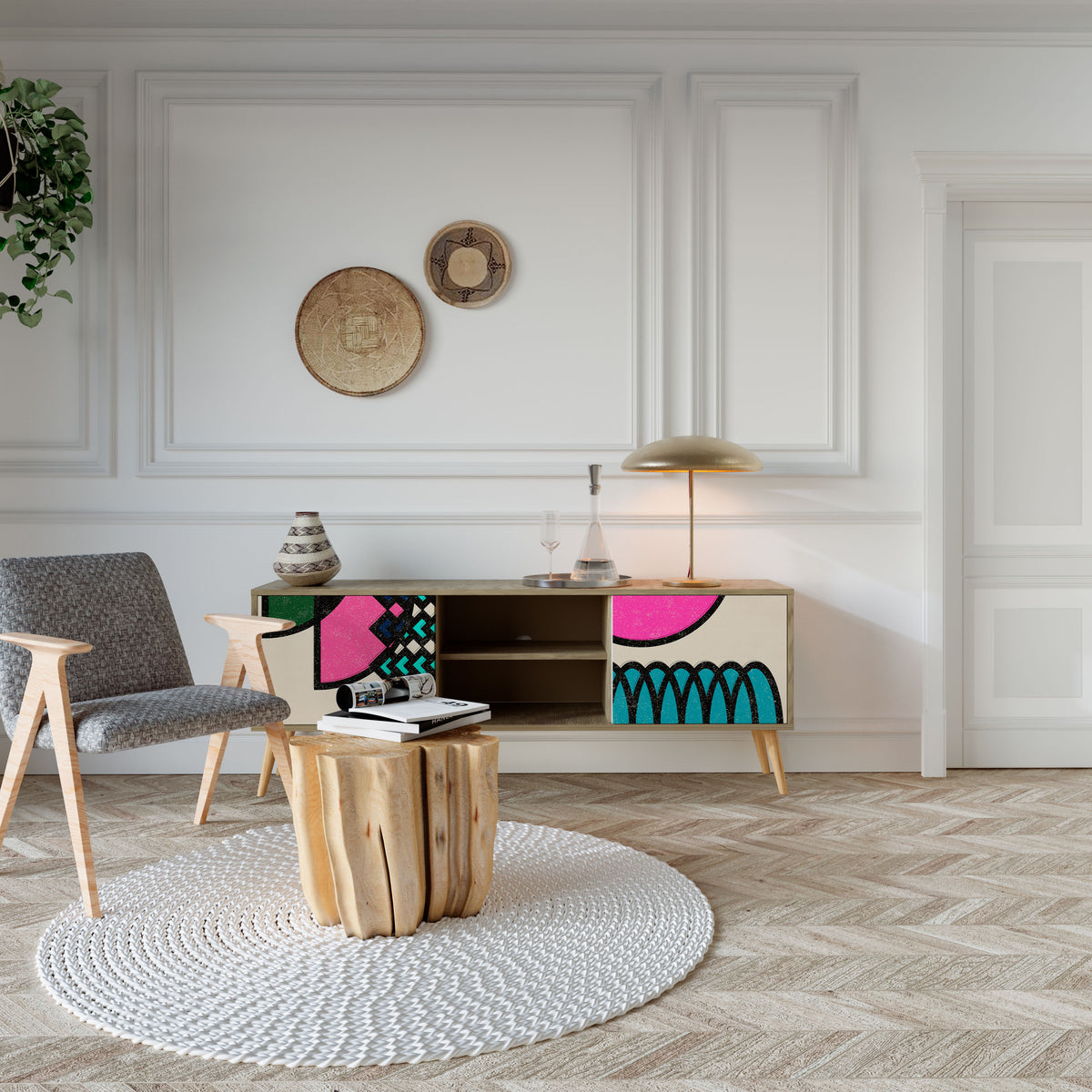 GEOMETRIC RHAPSODY TV-bänk med två dörrar