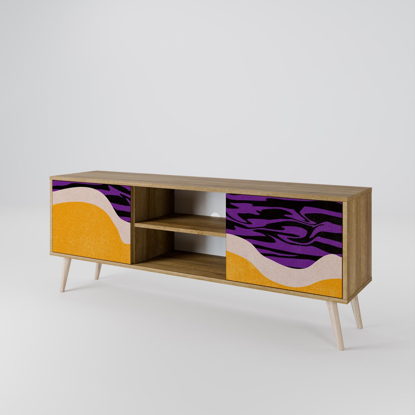 INDEPENDENT BORDER 2-Door TV Stand in Oak Effect