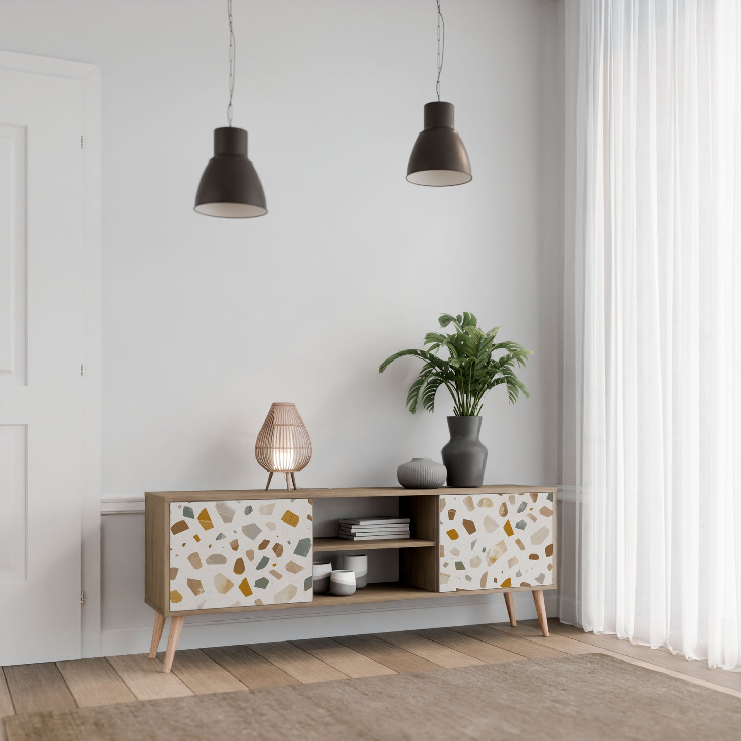 PIECES OF TOMORROW 2-Door TV Stand in Oak Effect