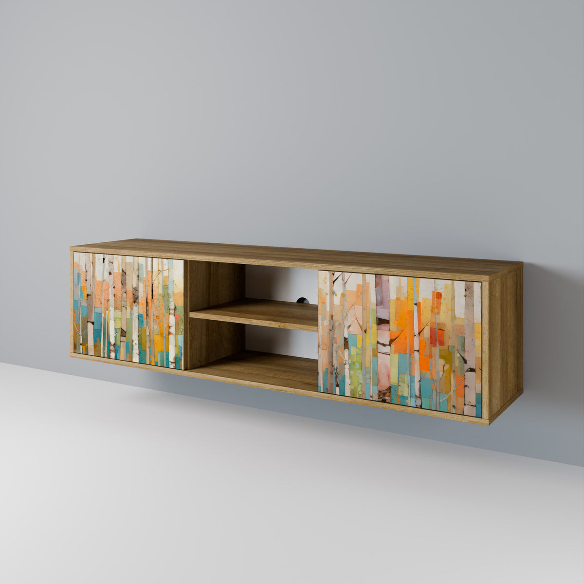 BIRCH KALEIDOSCOPE TV-bänk med två dörrar