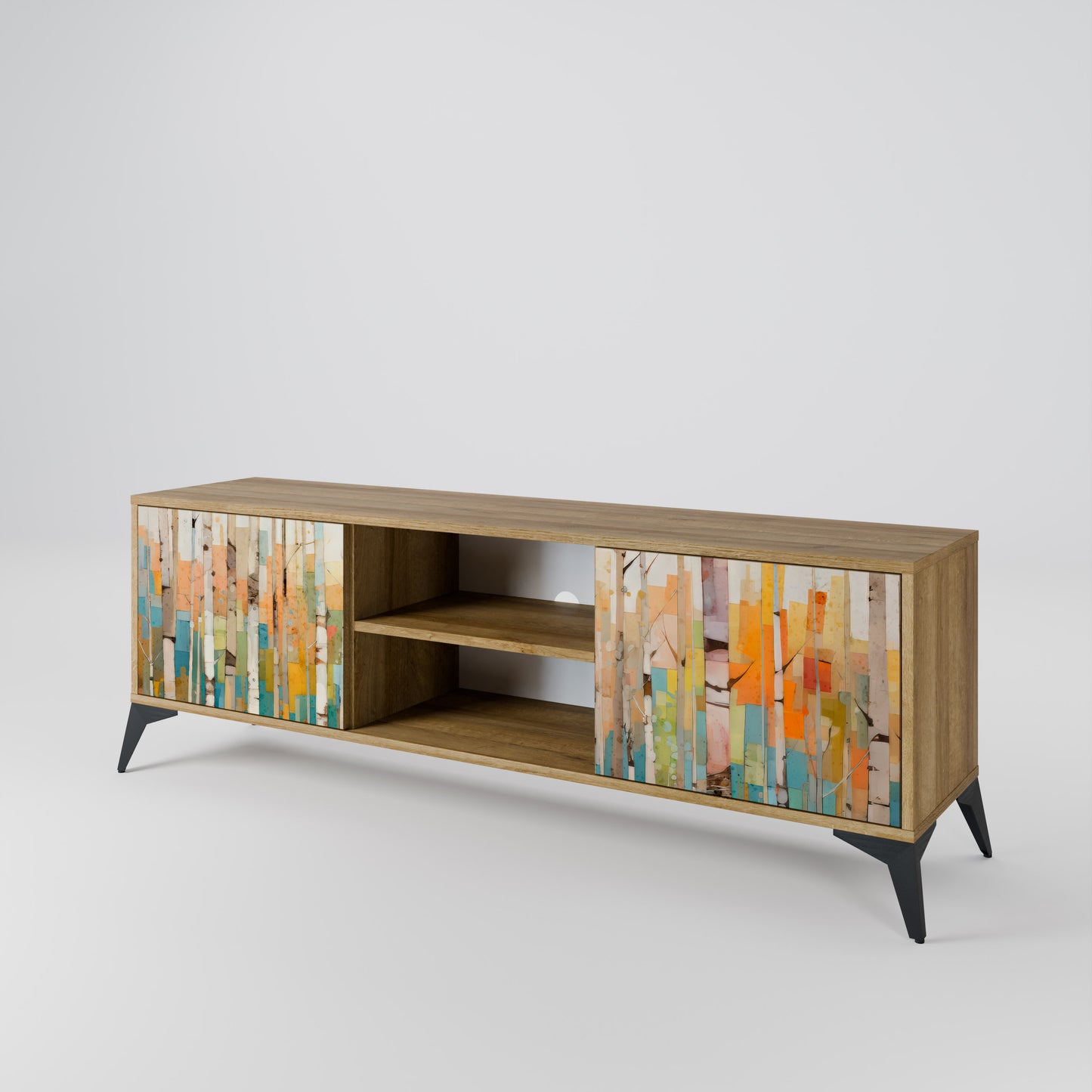 BIRCH KALEIDOSCOPE 2-Door TV Stand in Oak Effect
