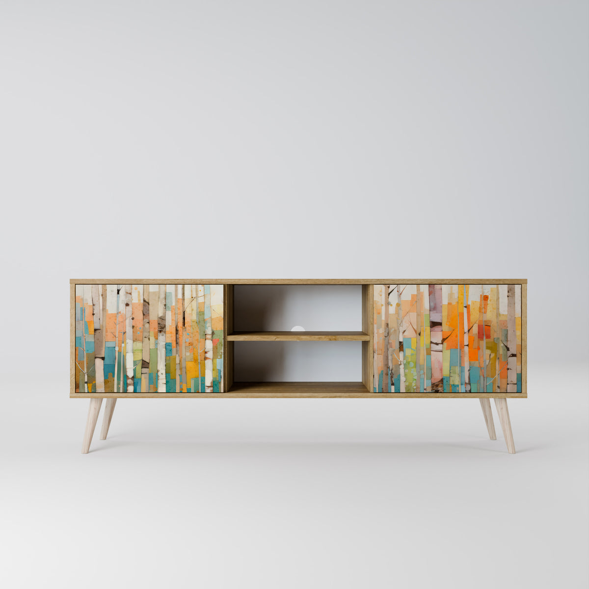 BIRCH KALEIDOSCOPE TV-bänk med två dörrar