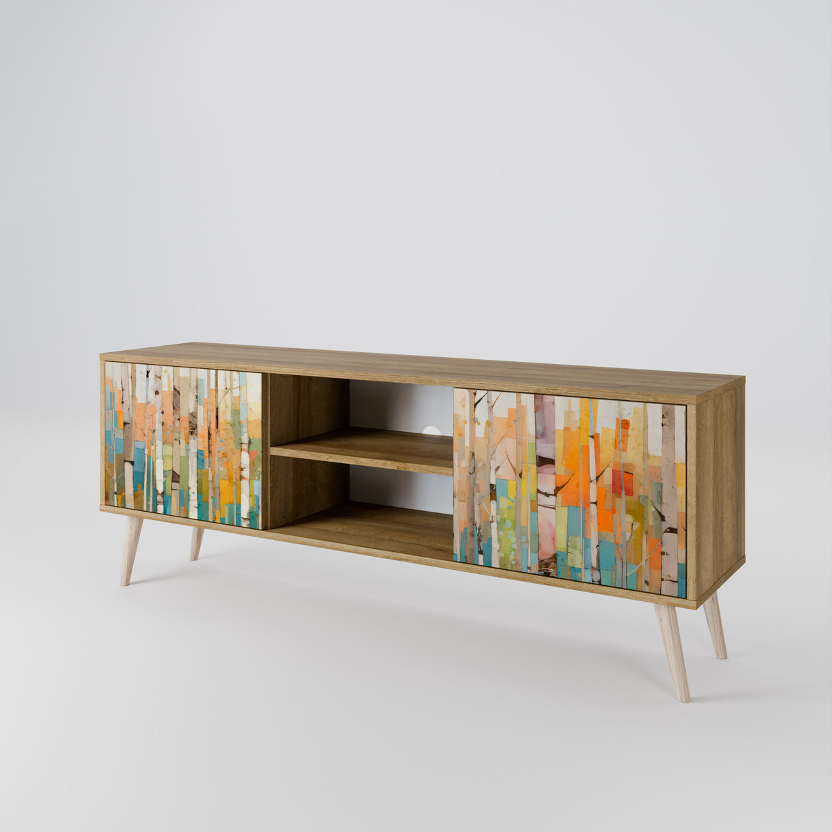 BIRCH KALEIDOSCOPE TV-bänk med två dörrar