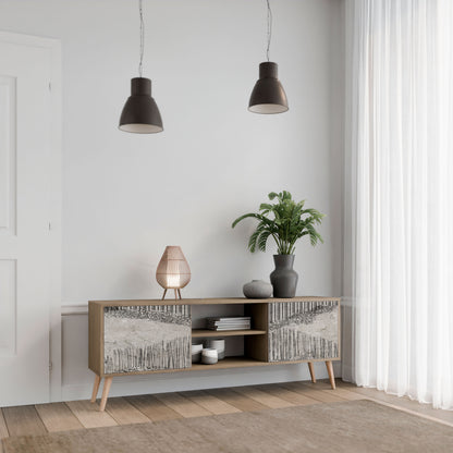 GRAIN LINES 2-Door TV Stand in Oak Effect