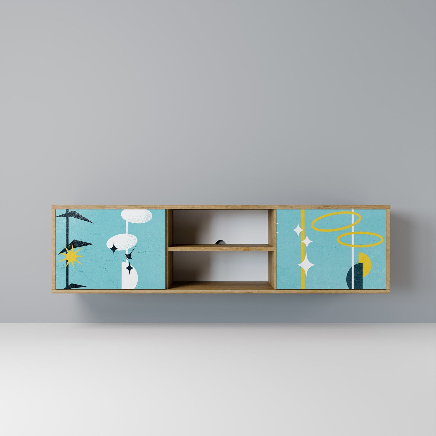 PATHS TO HAPPINESS 2-Door TV Stand in Oak Effect
