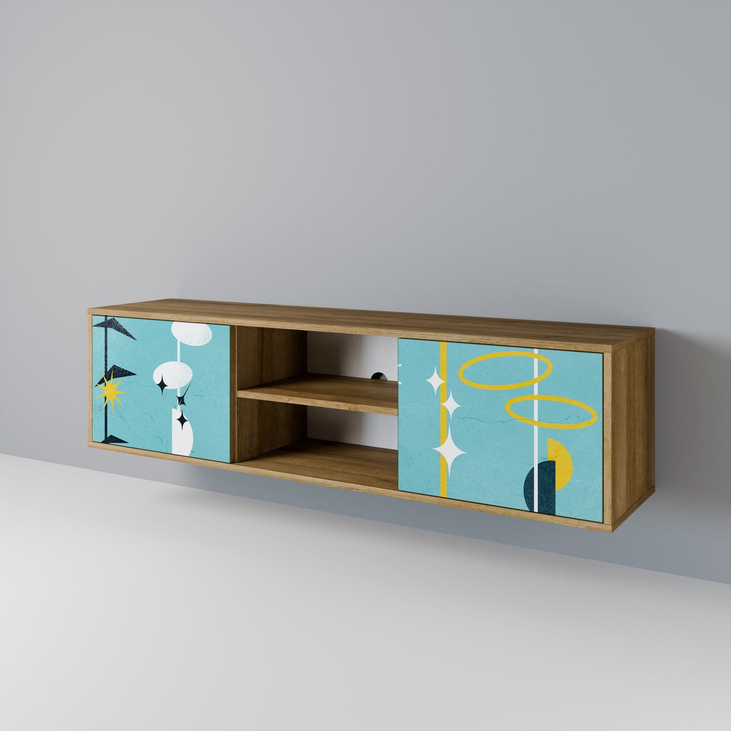 PATHS TO HAPPINESS 2-Door TV Stand in Oak Effect