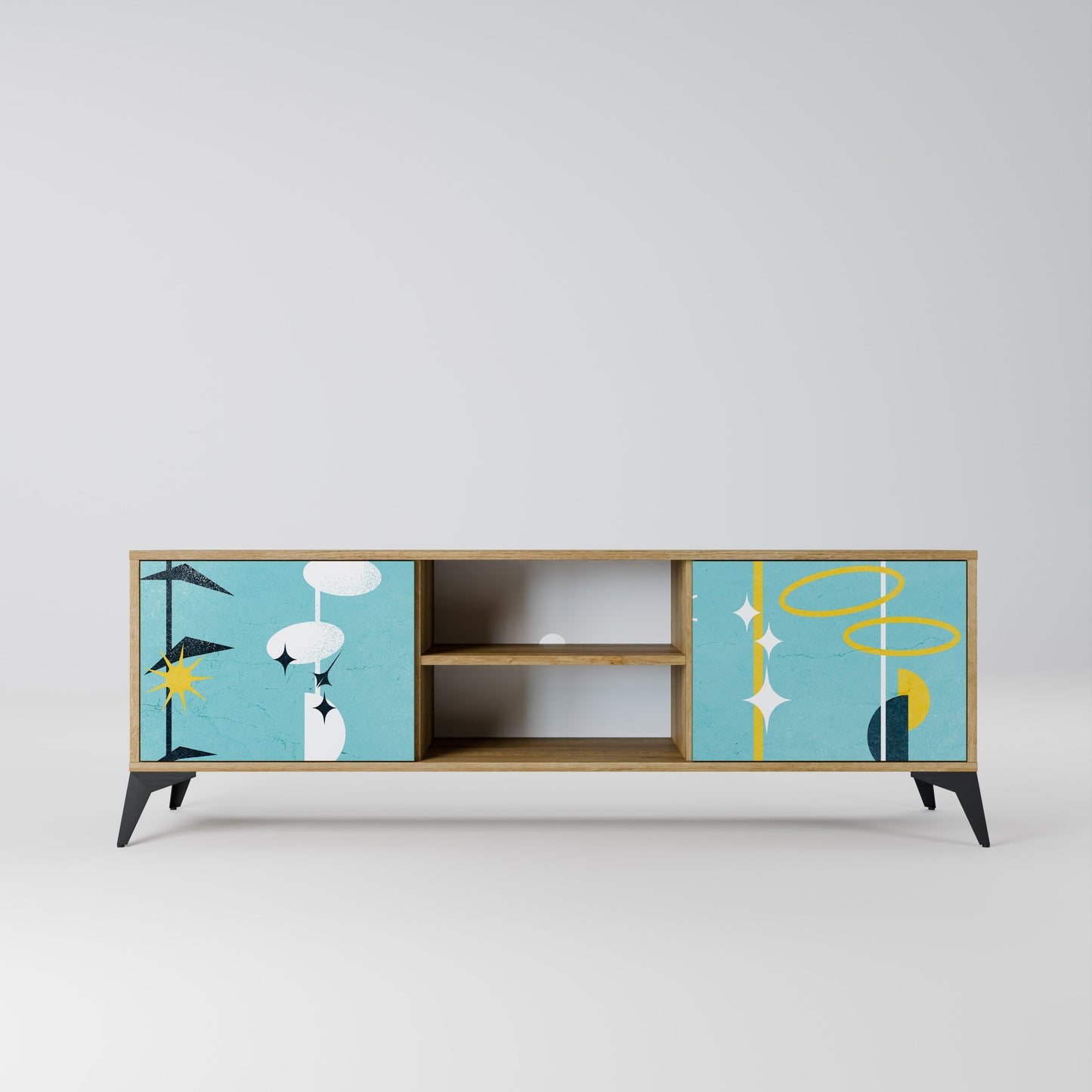 PATHS TO HAPPINESS 2-Door TV Stand in Oak Effect