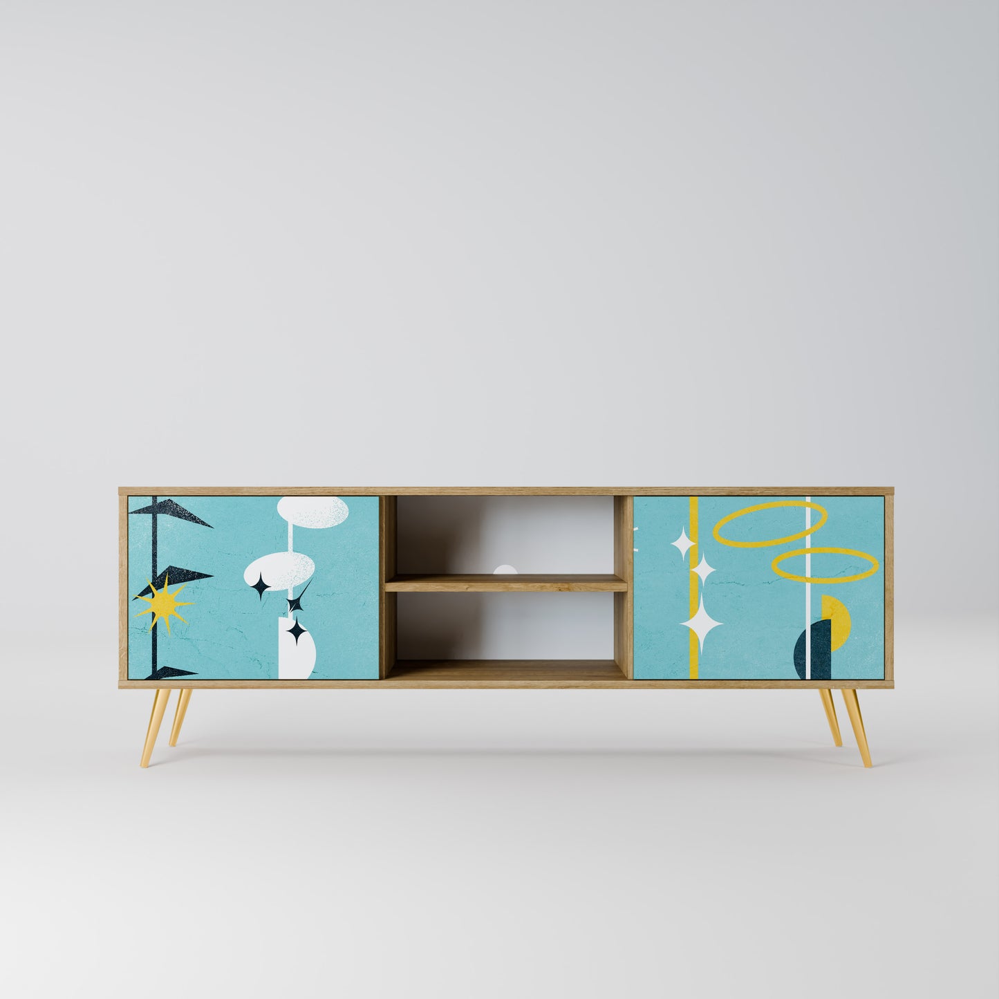 PATHS TO HAPPINESS 2-Door TV Stand in Oak Effect