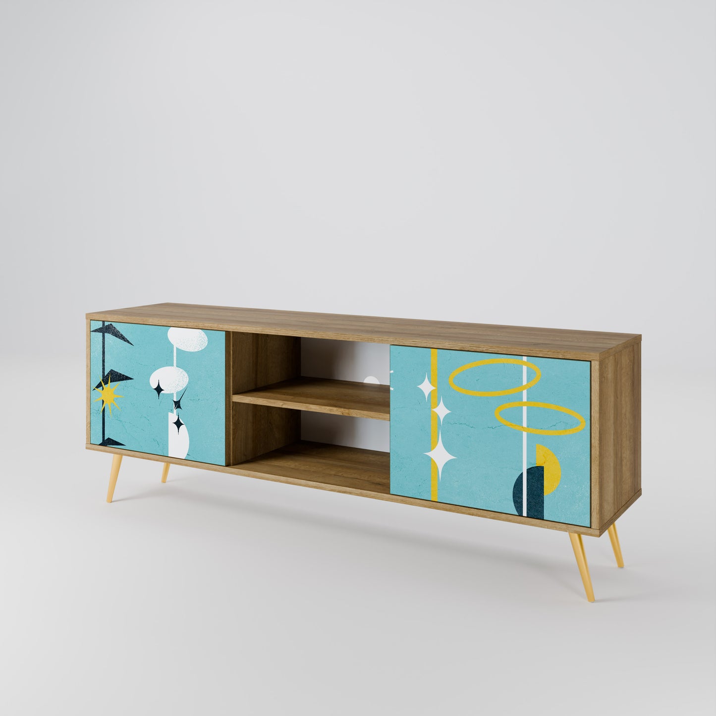 PATHS TO HAPPINESS 2-Door TV Stand in Oak Effect