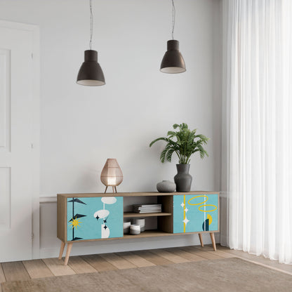 PATHS TO HAPPINESS 2-Door TV Stand in Oak Effect