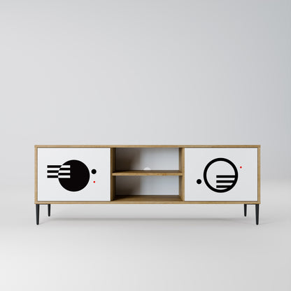 BLACK AND WHITE COMBINATION 2-Door TV Stand in Oak Effect