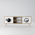 BLACK AND WHITE COMBINATION 2-Door TV Stand in Oak Effect