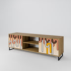 COLORFUL STRINGS 2-Door TV Stand in Oak Effect