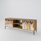 COLORFUL STRINGS 2-Door TV Stand in Oak Effect