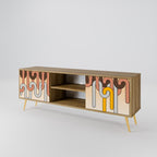 COLORFUL STRINGS 2-Door TV Stand in Oak Effect