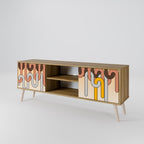 COLORFUL STRINGS 2-Door TV Stand in Oak Effect