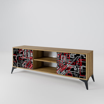 BROKEN LINES 2-Door TV Stand in Oak Effect