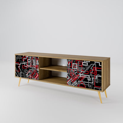 BROKEN LINES 2-Door TV Stand in Oak Effect