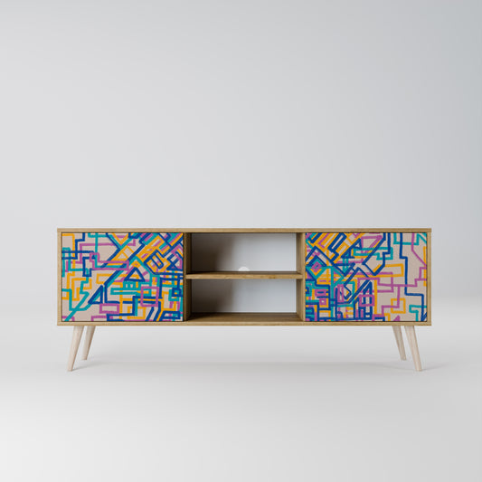 MEMORIES MAP 2-Door TV Stand in Oak Effect