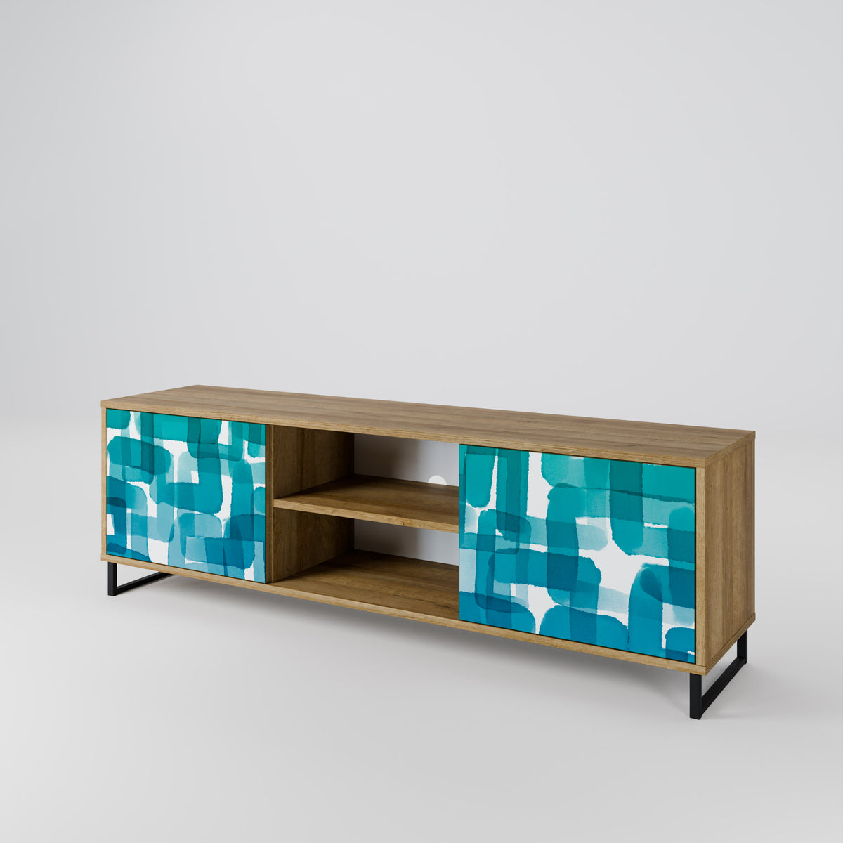 TURQUOISE RECTANGLES TV-bänk med två dörrar