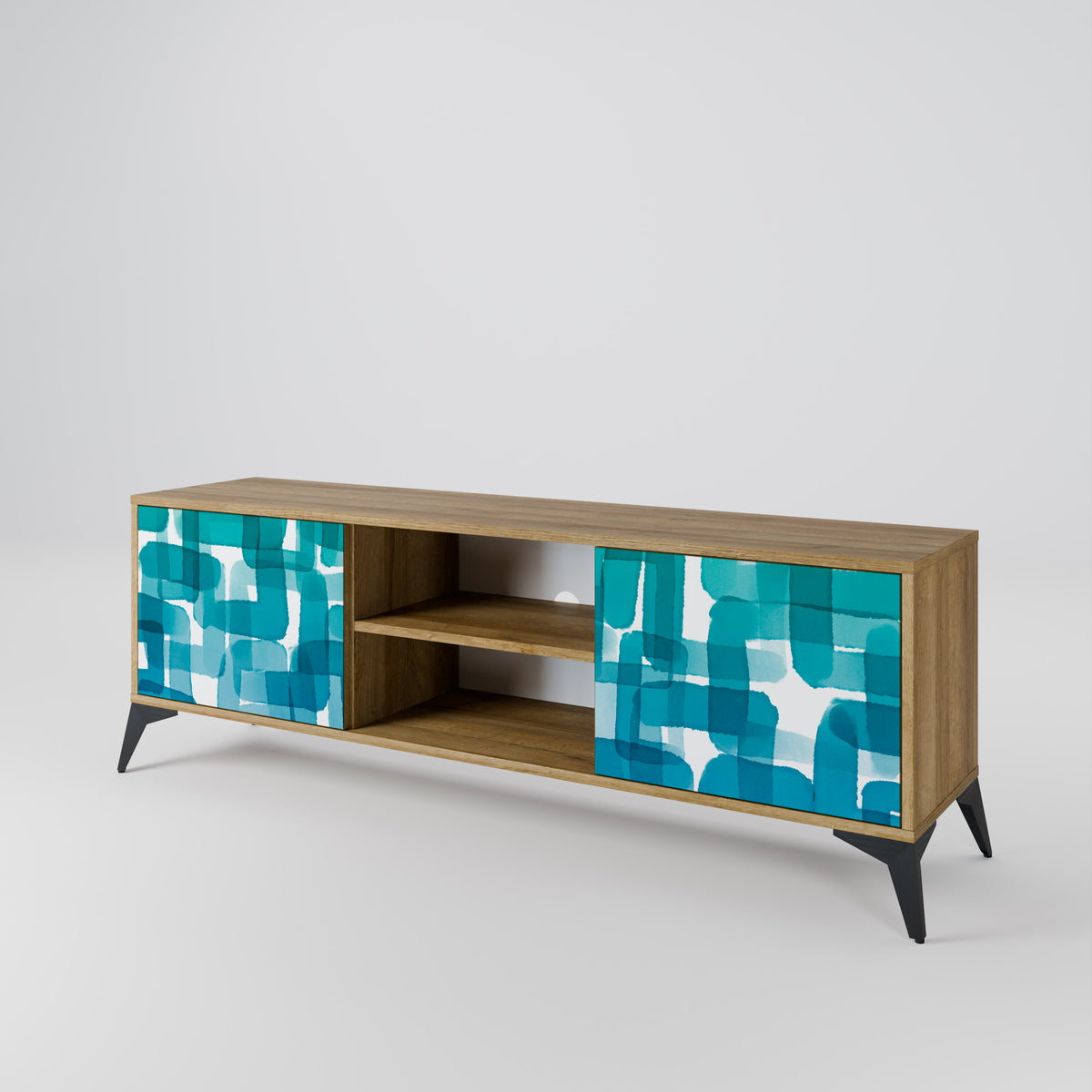 TURQUOISE RECTANGLES TV-bänk med två dörrar