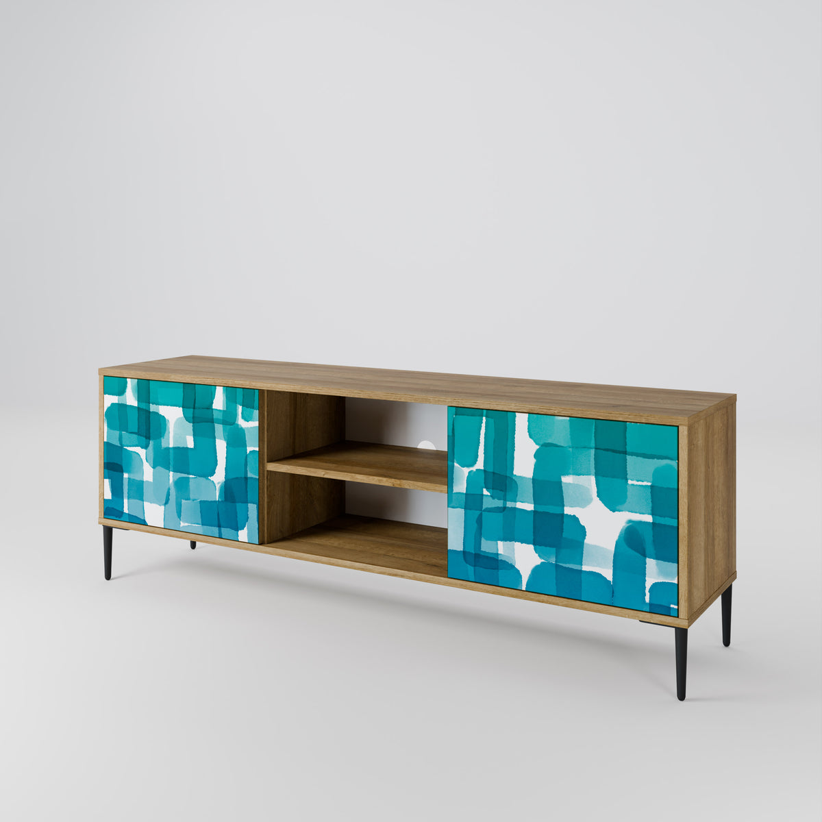 TURQUOISE RECTANGLES TV-bänk med två dörrar