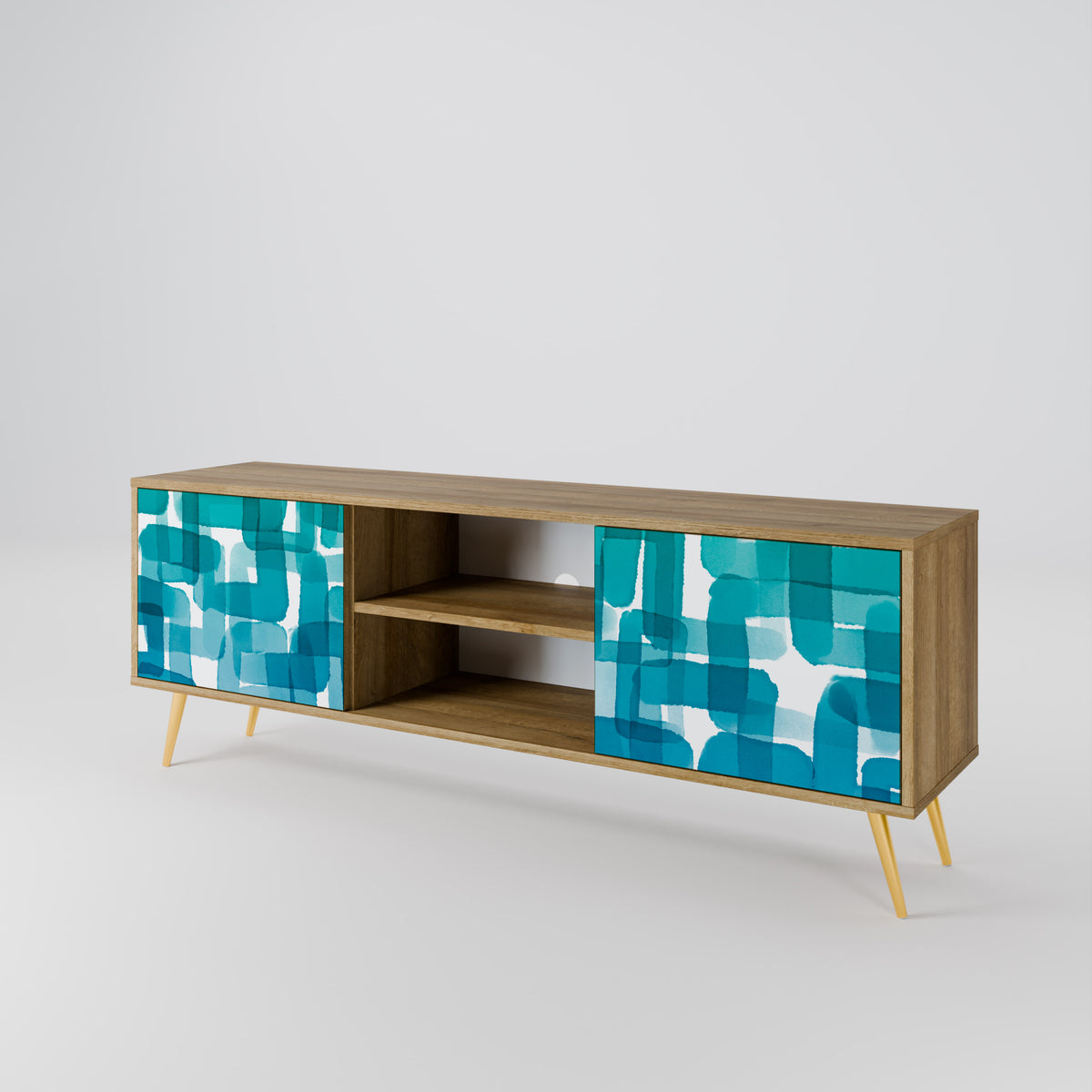 TURQUOISE RECTANGLES TV-bänk med två dörrar