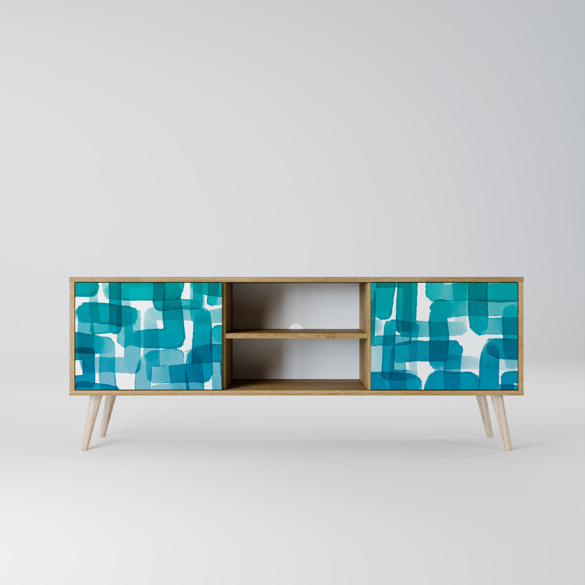 TURQUOISE RECTANGLES TV-bänk med två dörrar