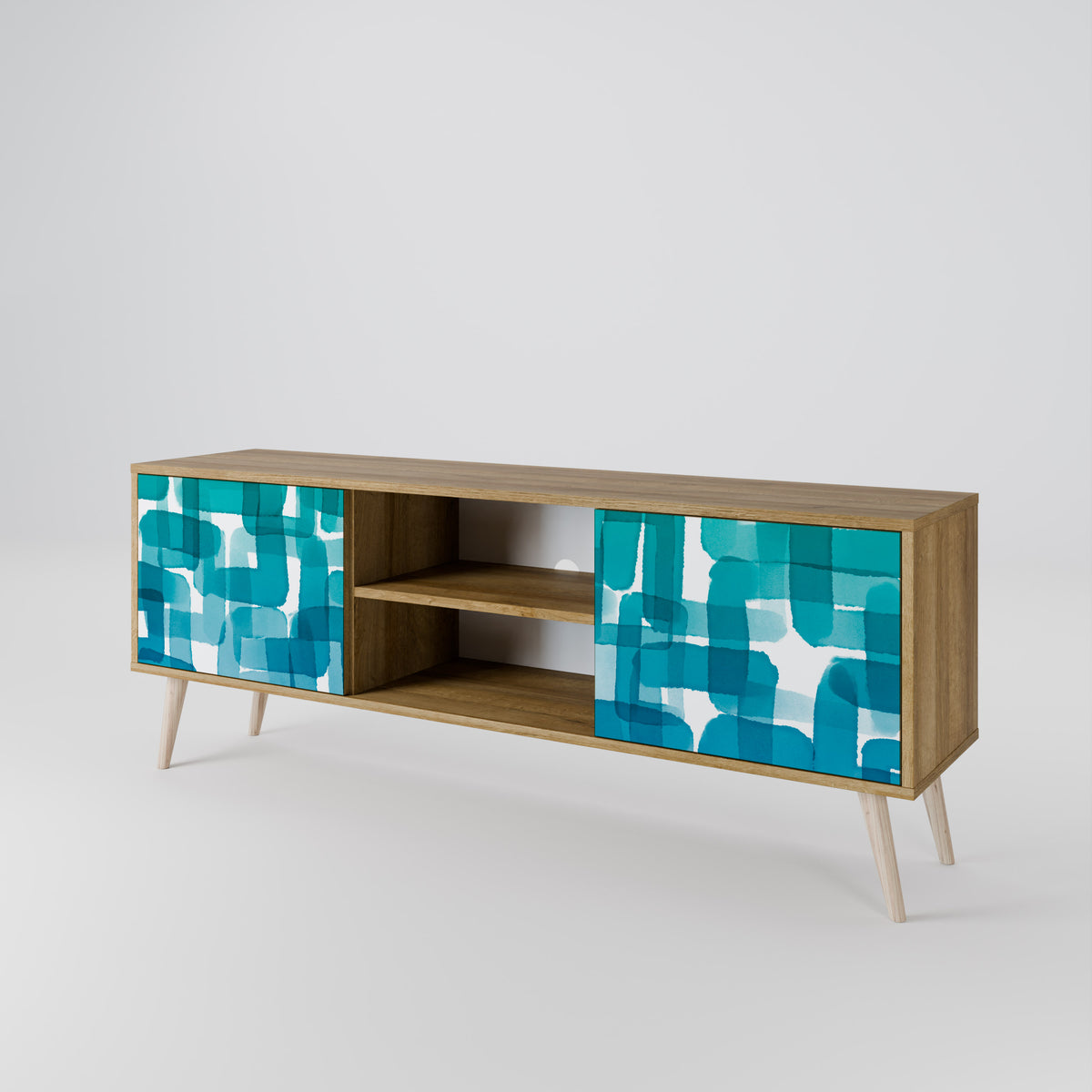 TURQUOISE RECTANGLES TV-bänk med två dörrar