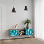 TURQUOISE RECTANGLES 2-Door TV Stand in Oak Effect