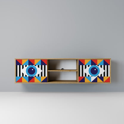 ABSTRACTION AND GEOMETRY 2-Door TV Stand in Oak Effect
