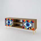 ABSTRACTION AND GEOMETRY 2-Door TV Stand in Oak Effect