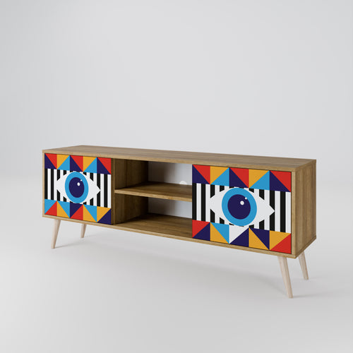 ABSTRACTION AND GEOMETRY 2-Door TV Stand in Oak Effect
