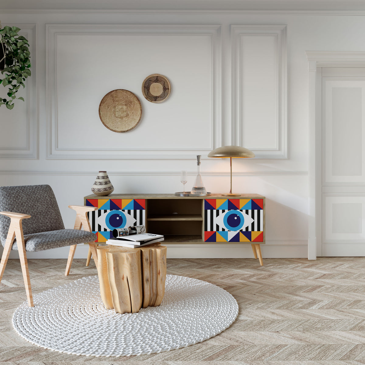 ABSTRACTION AND GEOMETRY TV-bänk med två dörrar