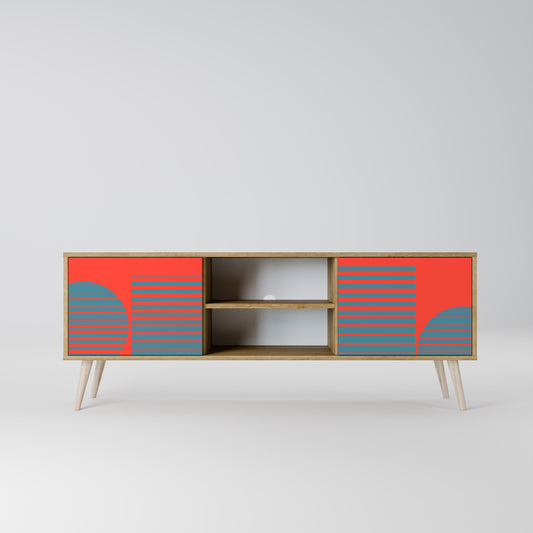 RISING GEOMETRY STARS 2-Door TV Stand in Oak Effect