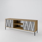 SOLID ZIG ZAG 2-Door TV Stand in Oak Effect